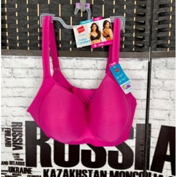 Haines XL+ D-DDD-Pink Cooling Comfort Wire Free Convertible Strap Bra - Picture 1 of 3